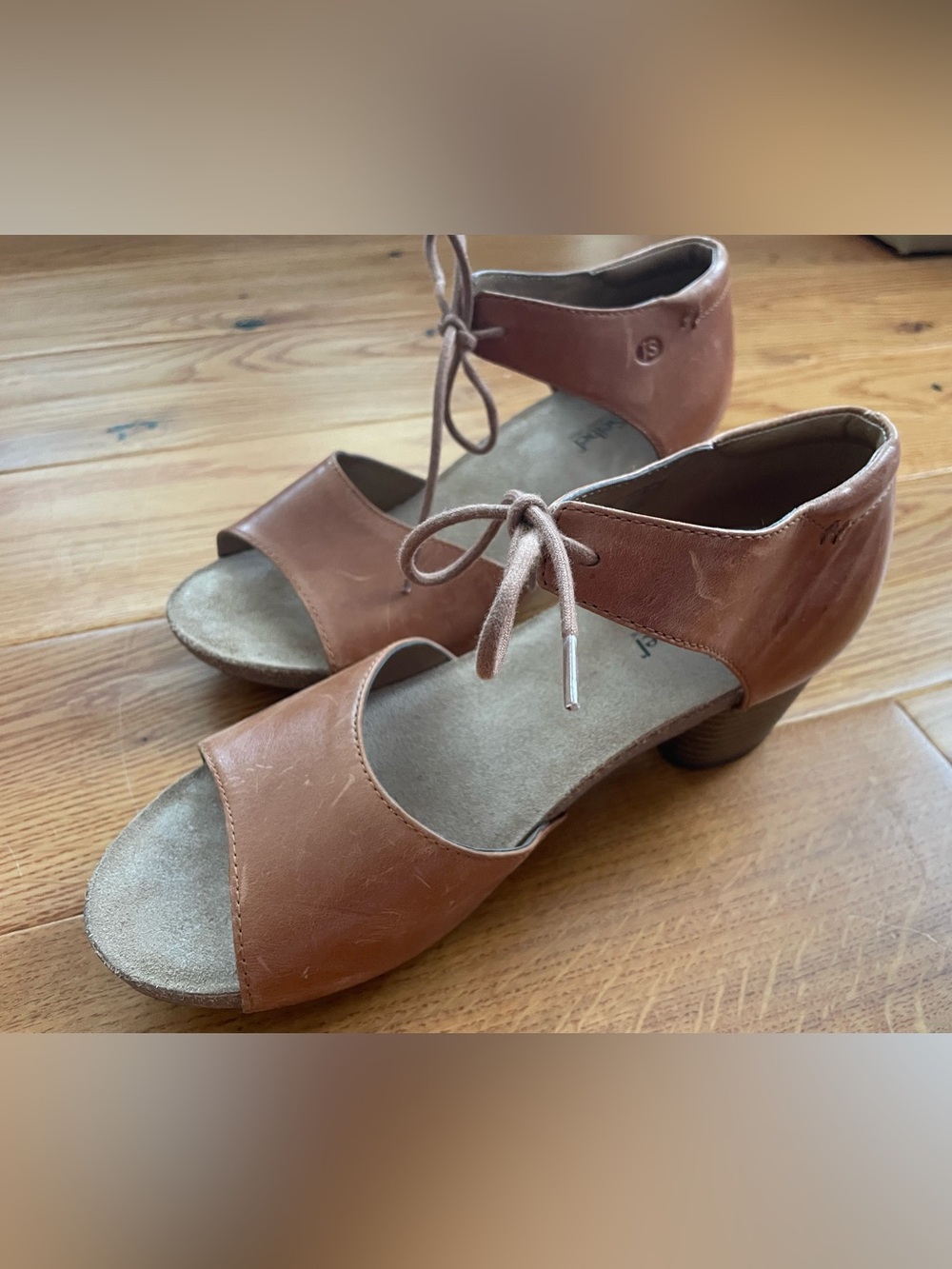 Josef Seibel Rosalie Brown Leather Heeled Sandals Size 38 EU